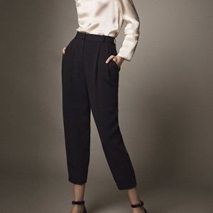 Massimo Dutti | Black Pleat Trousers